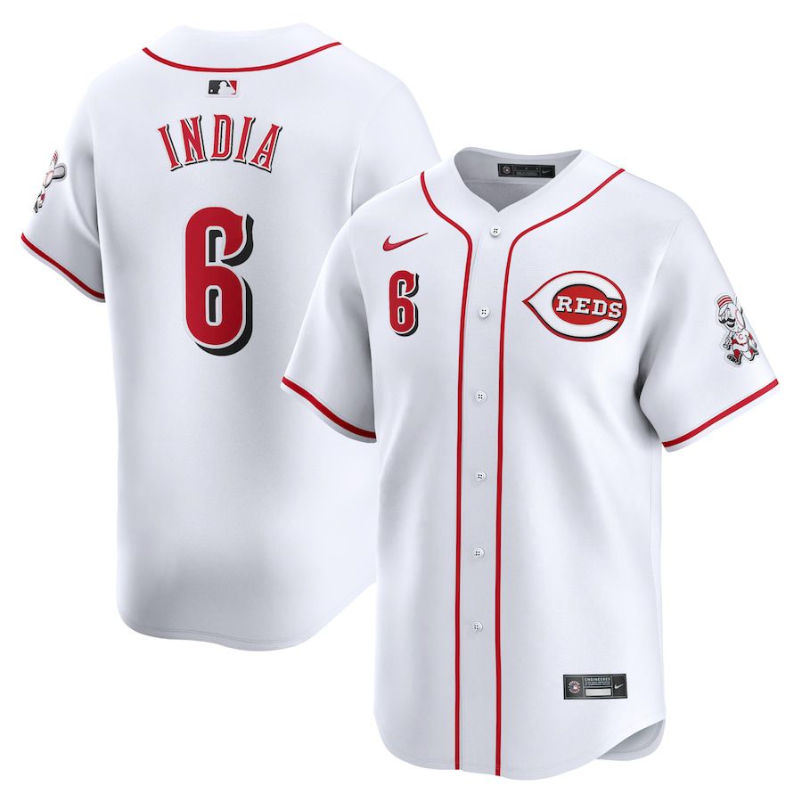 Men Cincinnati Reds 6 Jonathan India Nike White Home Limited Player MLB Jersey